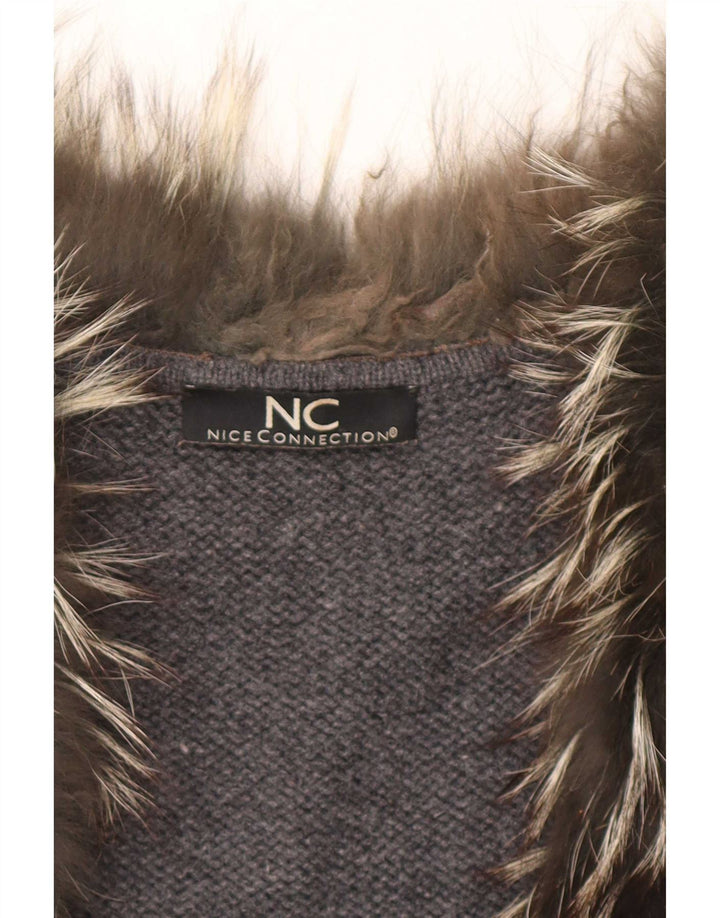 Nice Connection Pulover cardigan deschis fără mâneci pentru femei UK 10 Small Grey