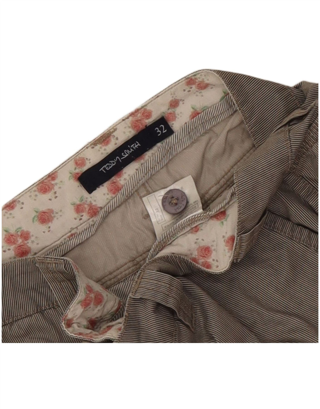 Pantaloni scurți cargo pentru bărbați Teddy Smith W32, bumbac cu dungi gri medii