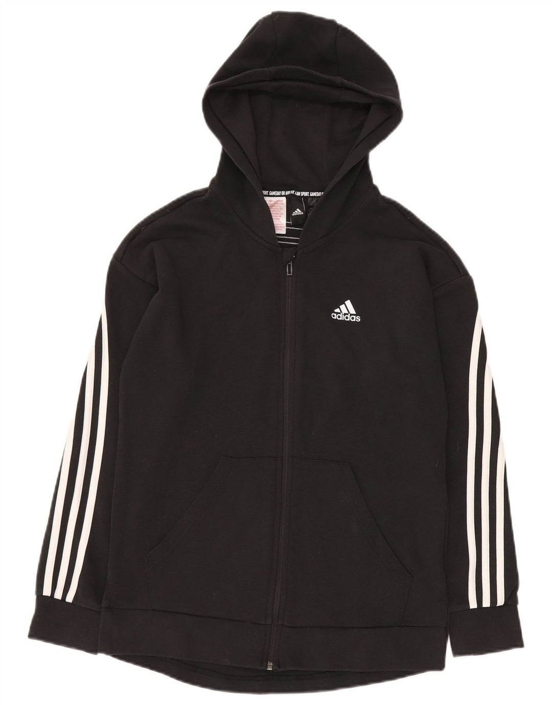 Pulover cu capota cu fermoar ADIDAS pentru baieti 14-15 ani, bumbac negru