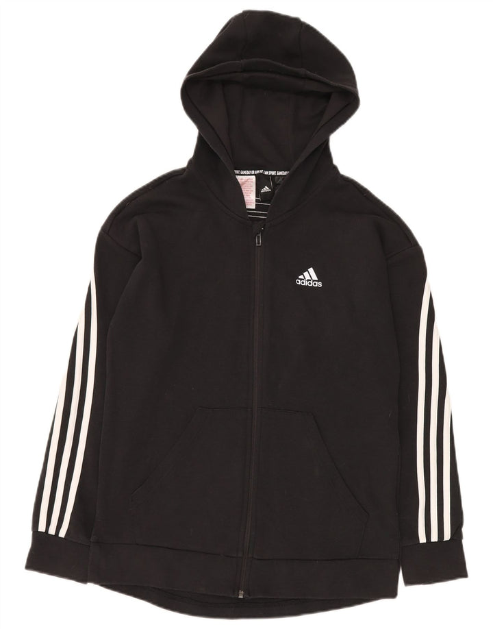 Pulover cu capota cu fermoar ADIDAS pentru baieti 14-15 ani, bumbac negru