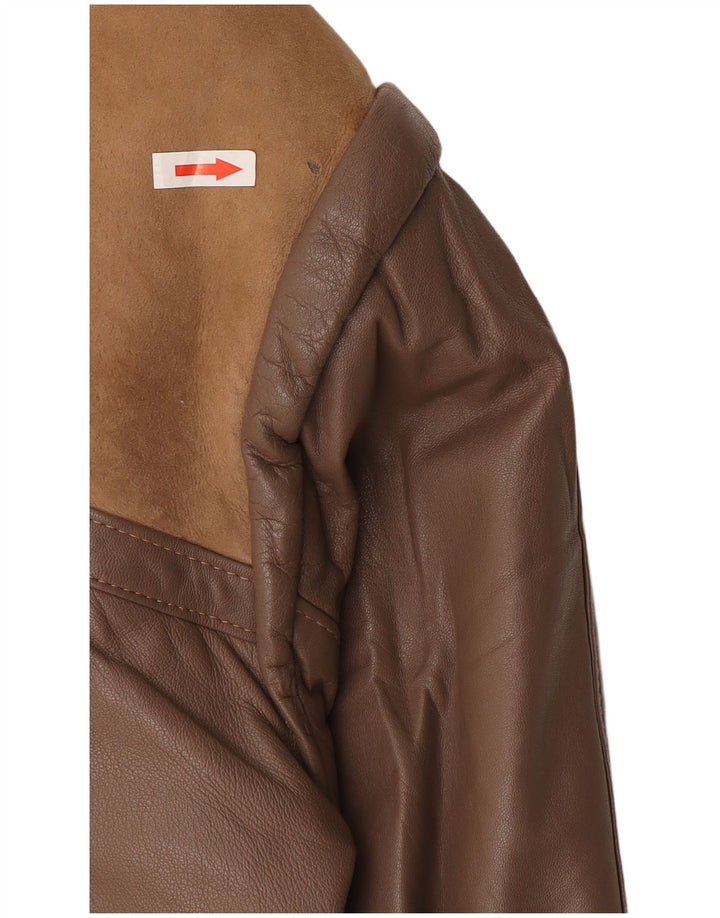 Jachetă vintage pentru bărbați din shearling IT 52 XL maro