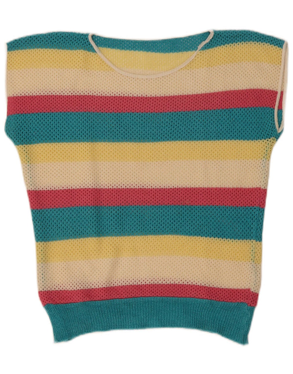Vintage Womens Vest Tank Top UK 12 Medium Multicolore Dungi