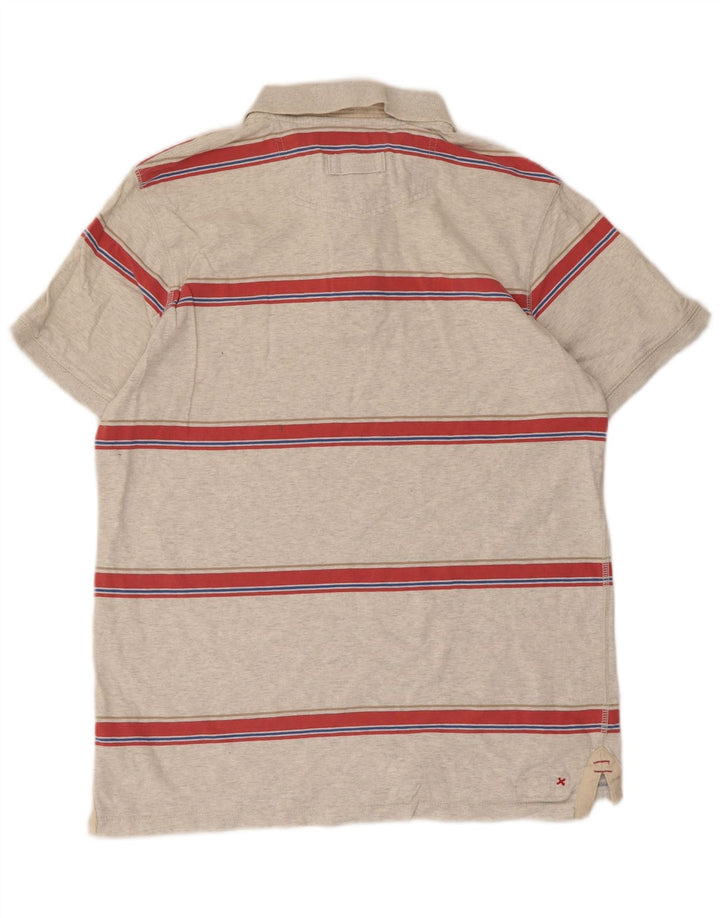 Tricou polo pentru bărbați Fat Face, bumbac cu dungi mici, gri