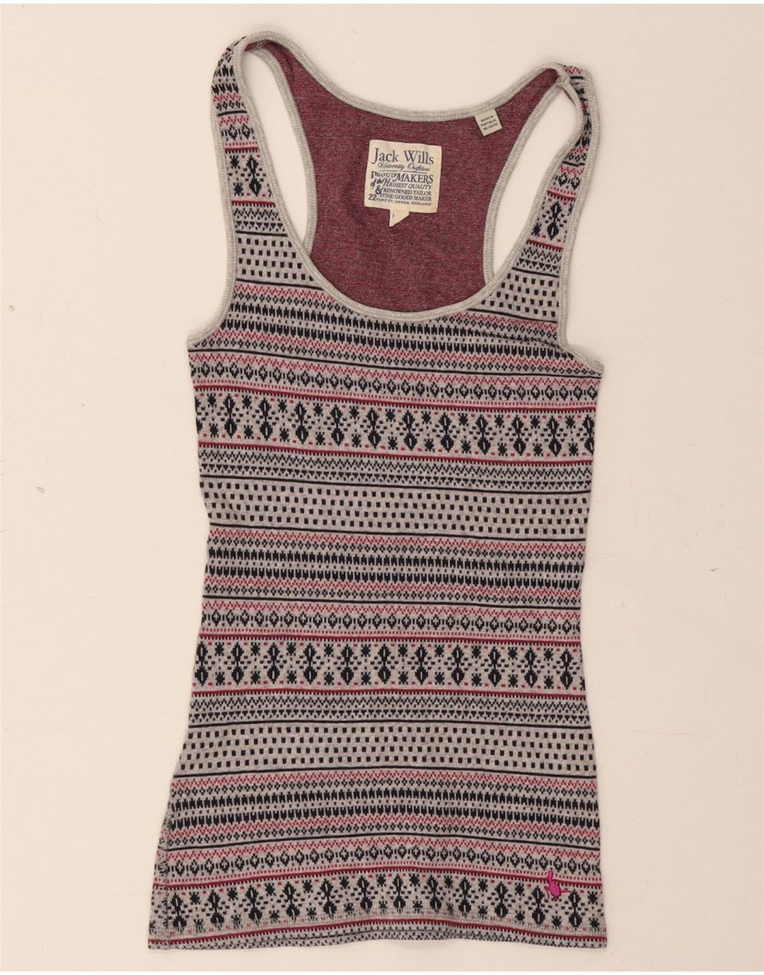 Vest Top pentru femei JACK WILLS UK 8 Small Gri Fair Isle Cotton