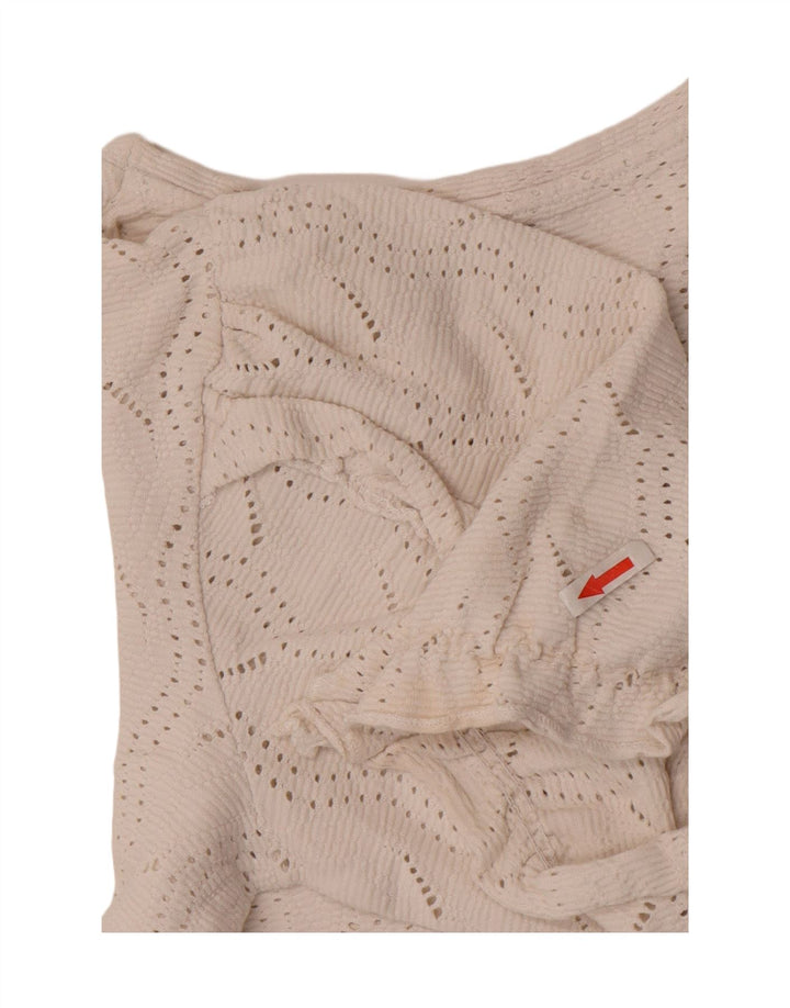 Bluză Crop Top Femei Zara UK 12 Bumbac Alb Mediu