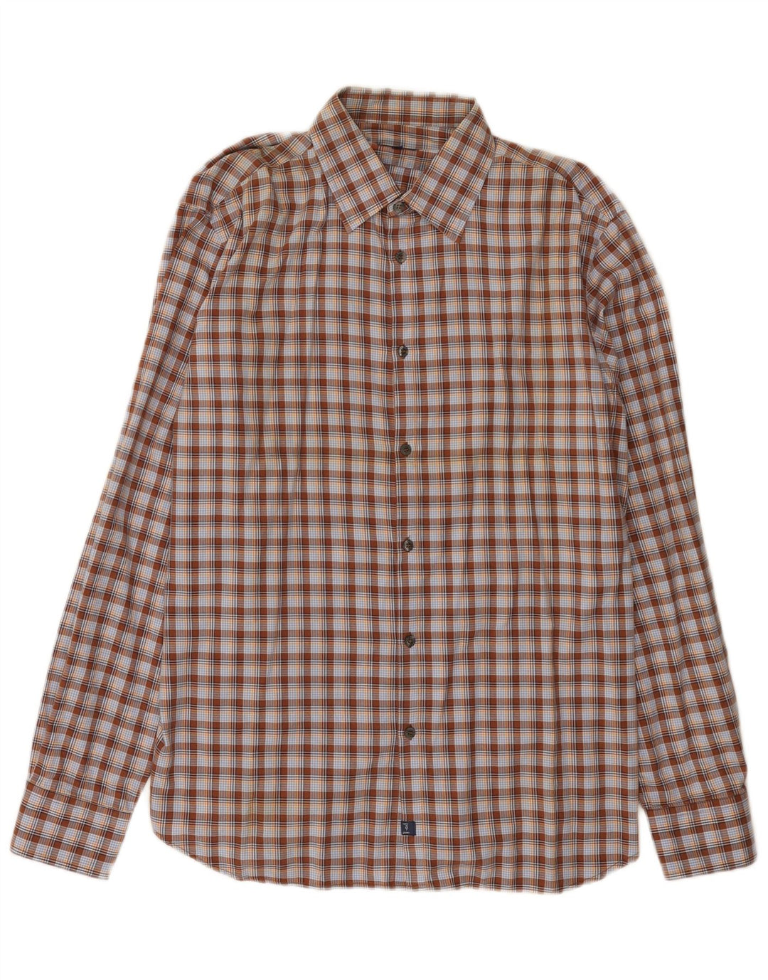 Cămașă pentru bărbați Trussardi Jeans 2XL, bumbac cu carouri maro