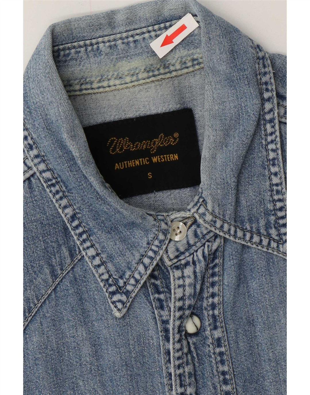 Cămașă Western denim pentru bărbați Wrangler, bumbac albastru mic