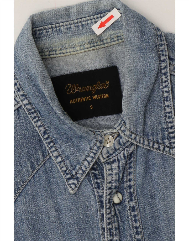 Cămașă Western denim pentru bărbați Wrangler, bumbac albastru mic
