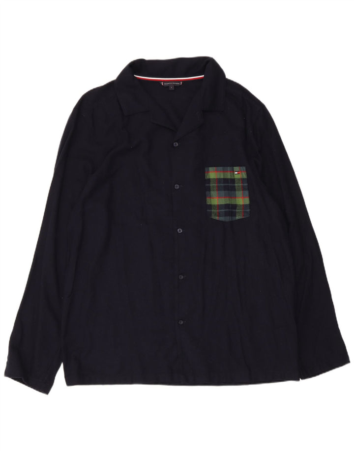 Cămașă pentru bărbați Tommy Hilfiger, mare, din viscoză cu carouri bleumarin