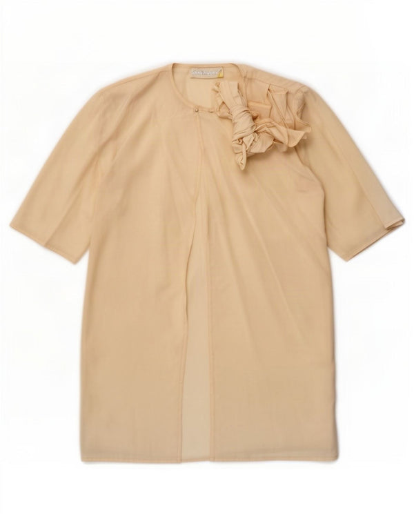 Cardigan Vintage pentru femei cu mâneci jumătăți, cu paragate, EU 40, mătase, alb, mediu