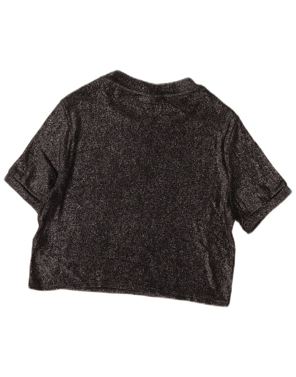 Topshop pentru femei Crop Bluze Top UK 14 Large Black Viscose
