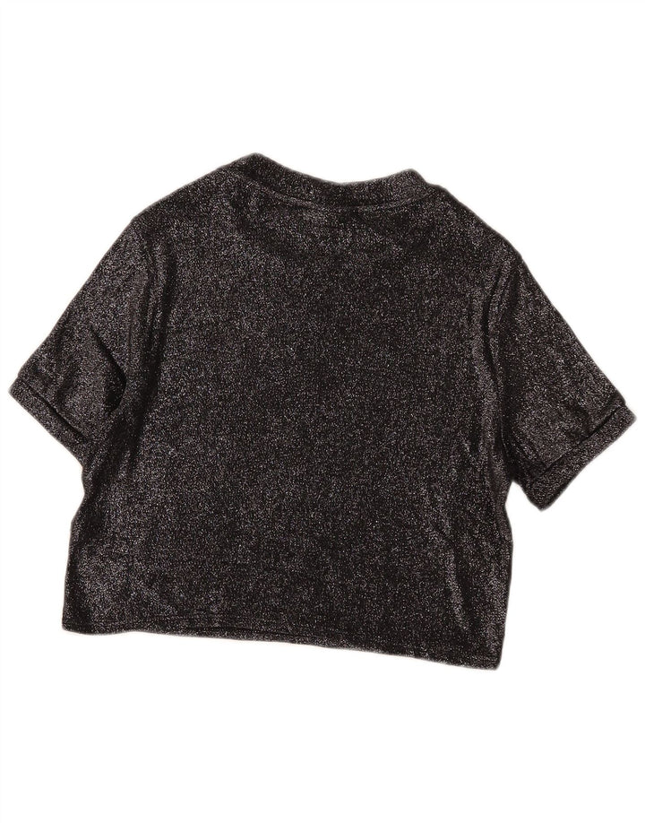 Topshop pentru femei Crop Bluze Top UK 14 Large Black Viscose