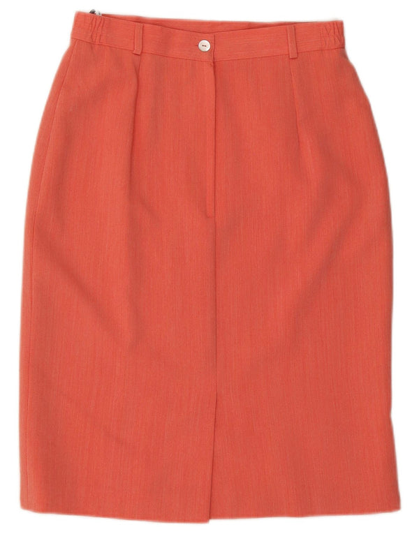 Fusta creion vintage pentru femei UK 12 Medium W28 Lână portocalie
