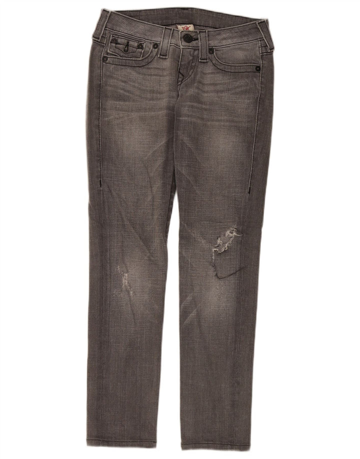 True Religion Blugi slim pentru femei Distressed W26 L29 bumbac gri