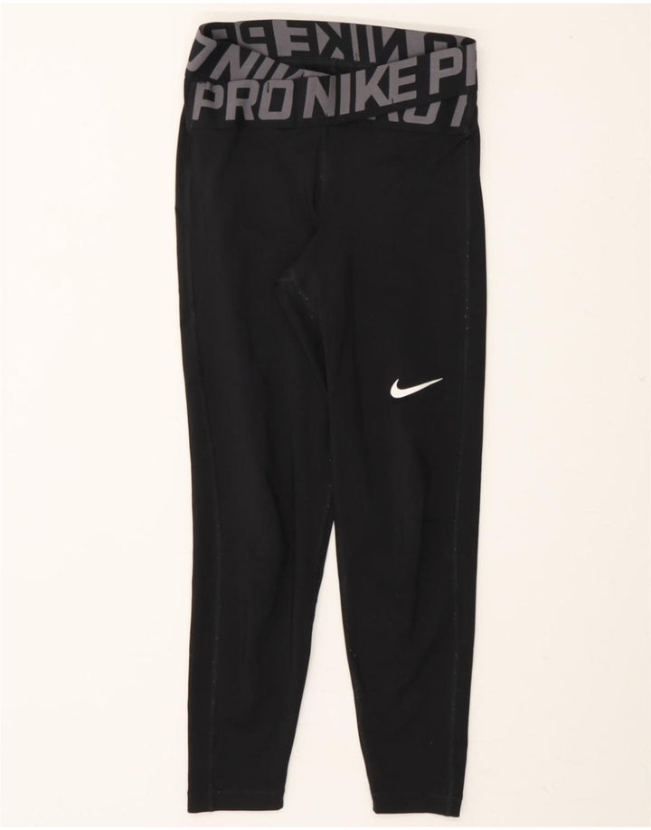 NIKE Womens Dri Fit Graphic Leggings UK 4 XS Black Polyester Vintage Nike and Second-Hand Nike from Messina Hembry 