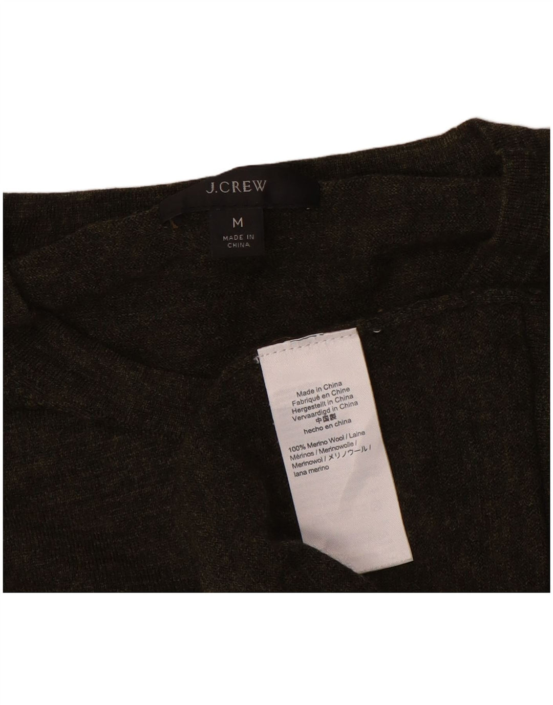 J. CREW Pulover pentru femei cu decolteu cu barca UK 14 Medium Kaki Lână merinos