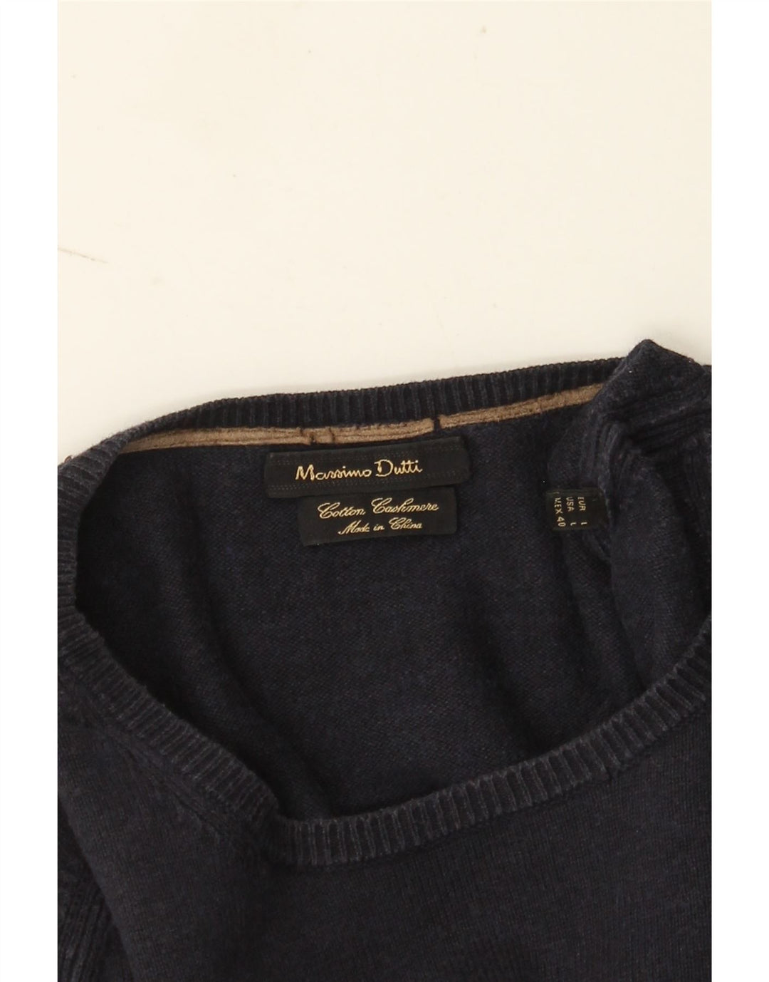 Pulover Massimo Dutti pentru bărbați, cu gât crew, bumbac mare, albastru bleumarin