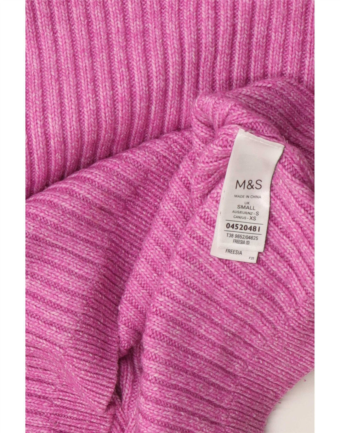 Pulover pentru femei Marks & Spencer cu decolteu rotund din poliester roz mic UK 10