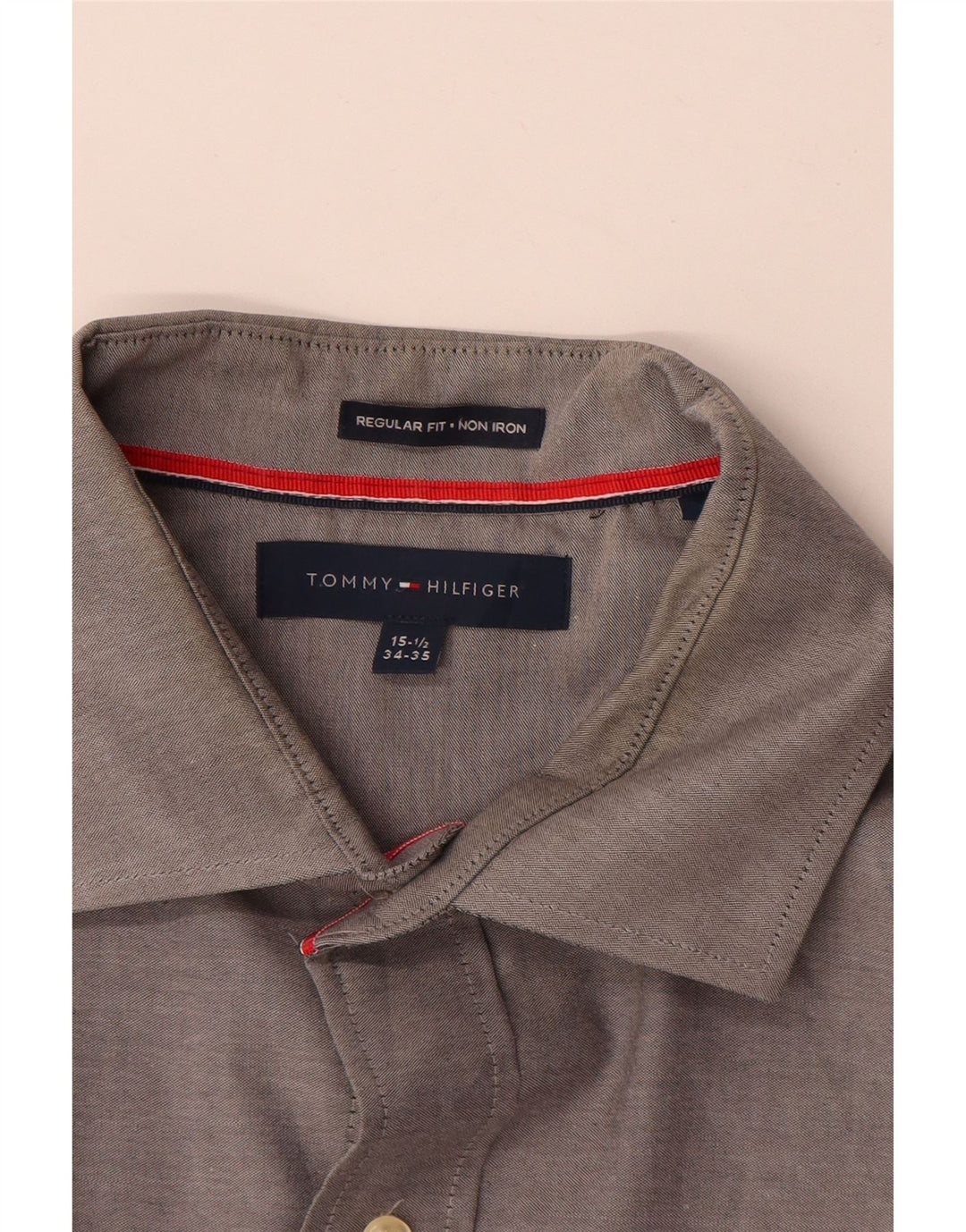 Cămașă Tommy Hilfiger pentru bărbați, cu ajustare normală, mărimea 15 1/2, bumbac gri mediu