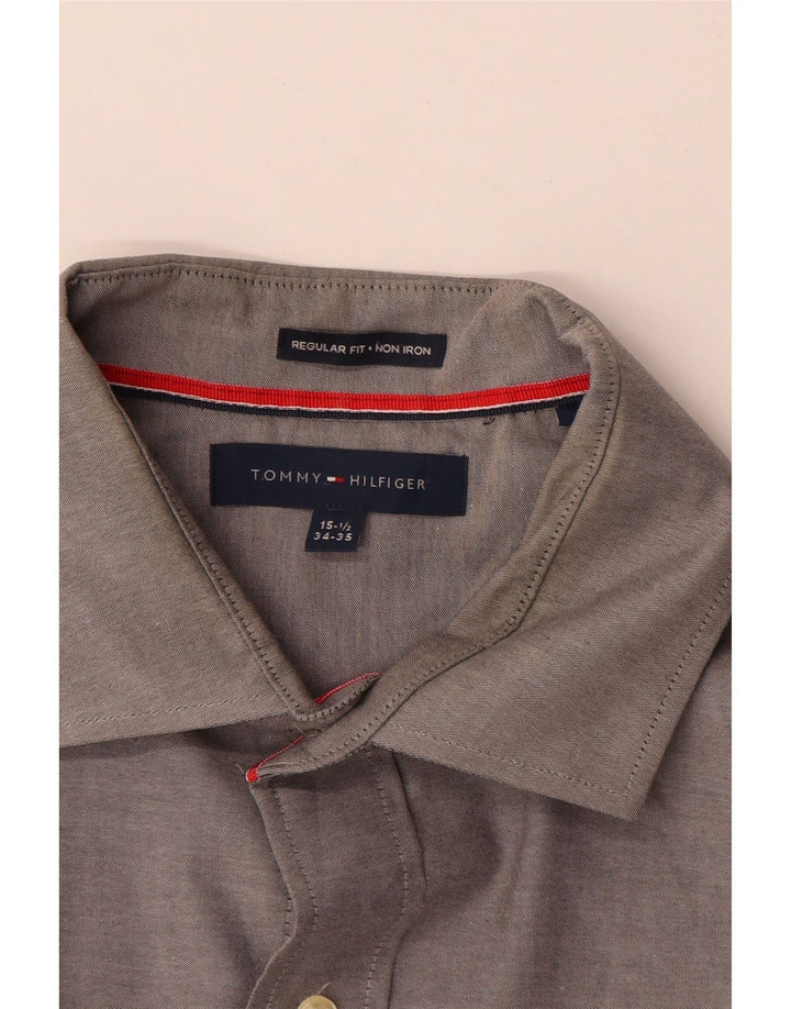 Cămașă Tommy Hilfiger pentru bărbați, cu ajustare normală, mărimea 15 1/2, bumbac gri mediu
