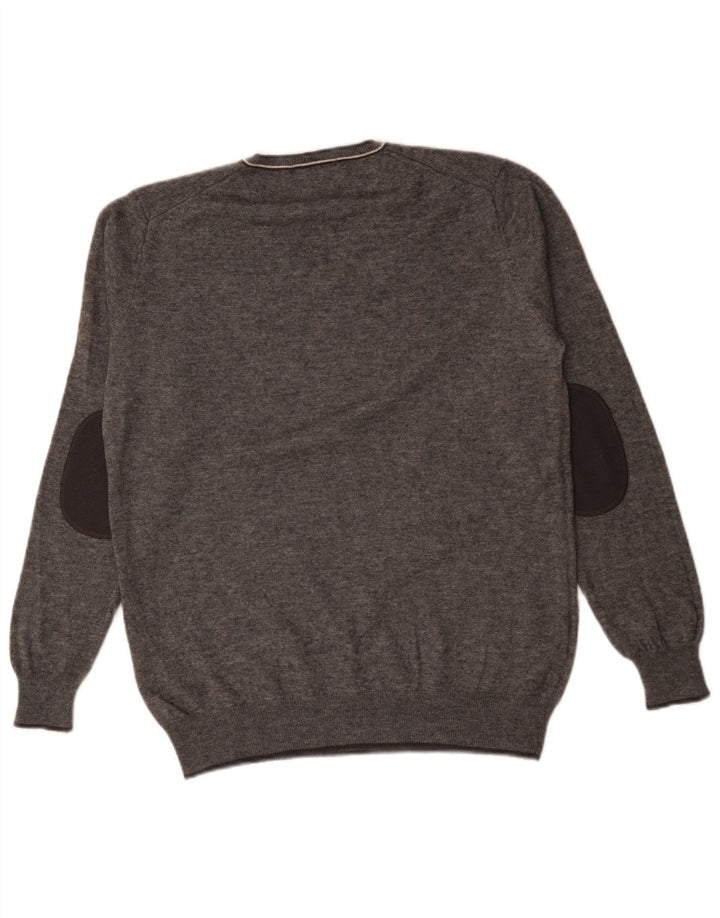 Pulover cu decolteu în V Harmont & Blaine pentru bărbați din lână mare, gri cu pete