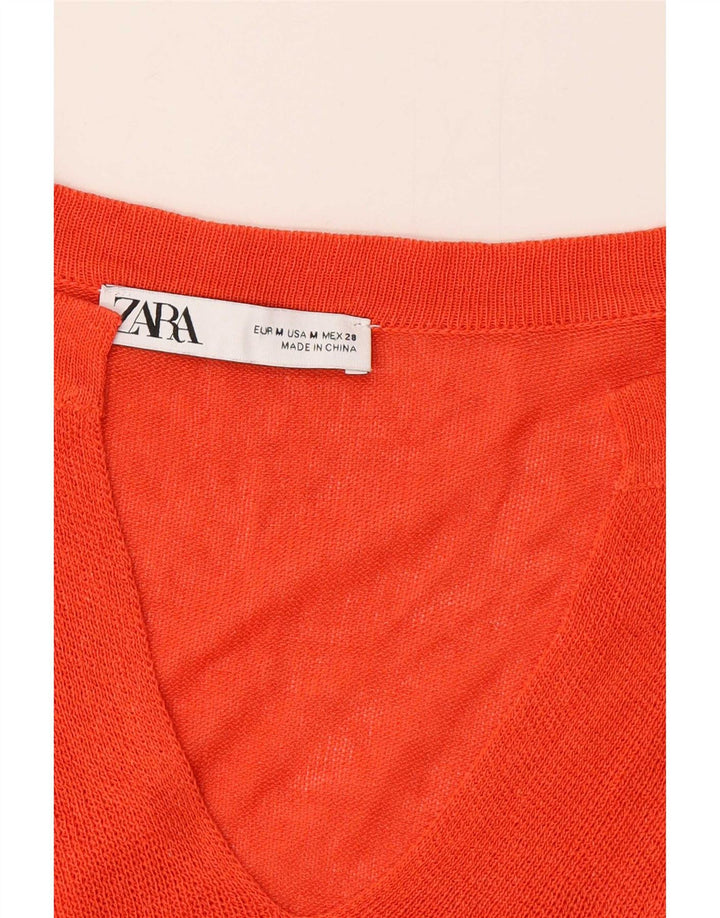 Pulover cu decolteu în V supradimensionat pentru femei Zara UK 14 portocaliu mediu
