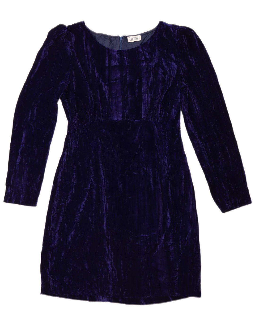 B.ONE Rochie cu mâneci lungi din velur pentru femei UK 14 Poliester albastru mare