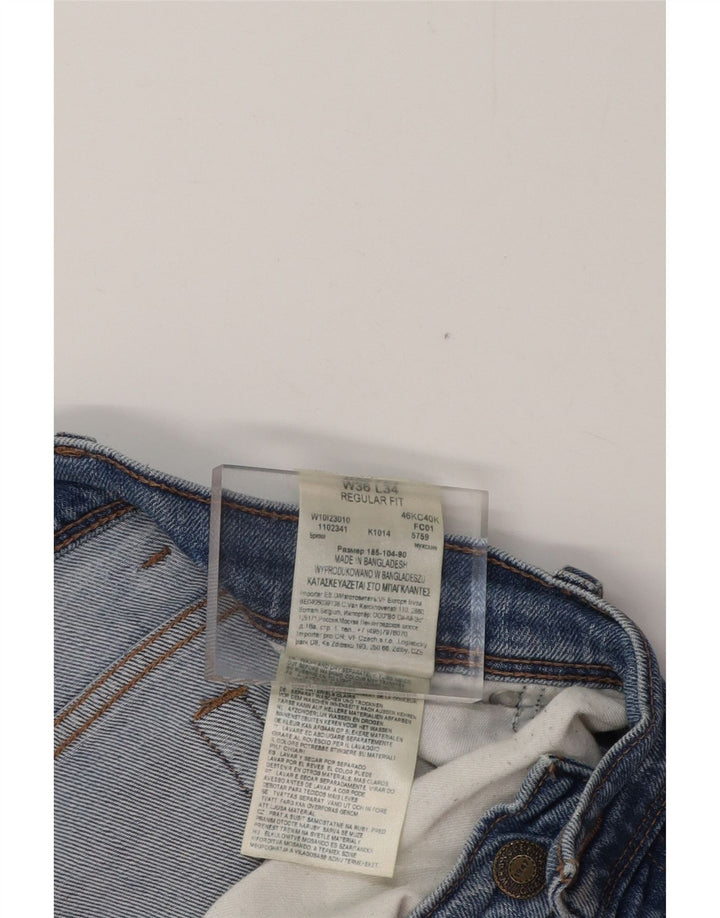 WRANGLER Blugi drepti pentru bărbați W36 L34 Bumbac albastru