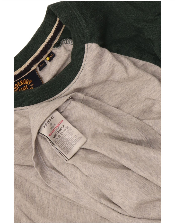 Top pentru bărbați Superdry cu mânecă lungă 2XL, gri, bumbac color bloc