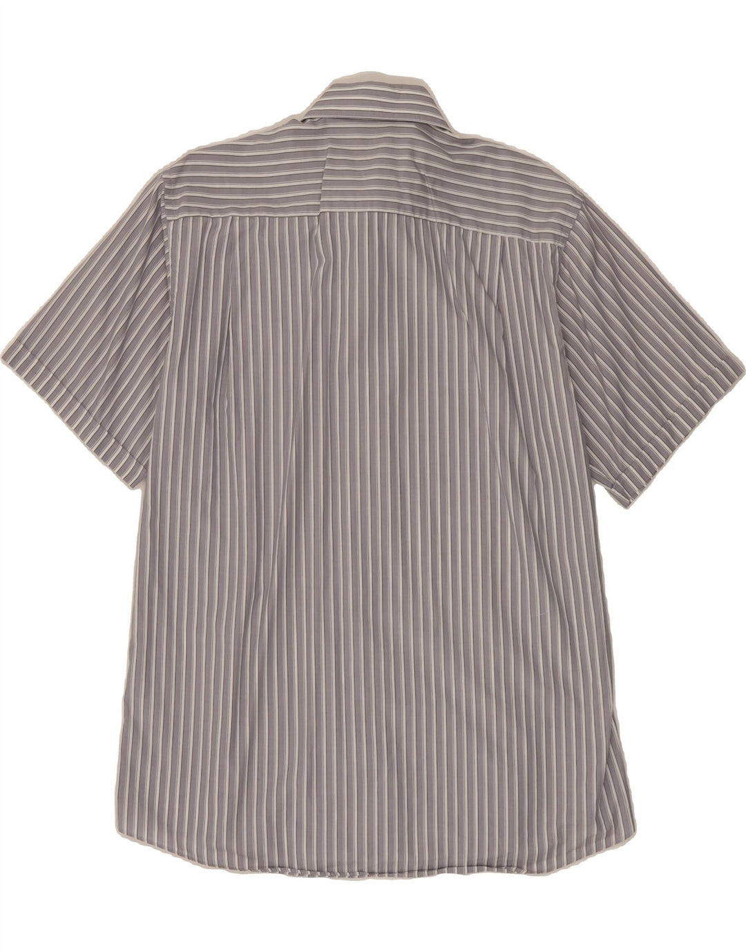 ANGELO LITRICO Mens Short Sleeve Shirt Large Grey Striped Cotton Vintage Angelo Litrico and Second-Hand Angelo Litrico from Messina Hembry 