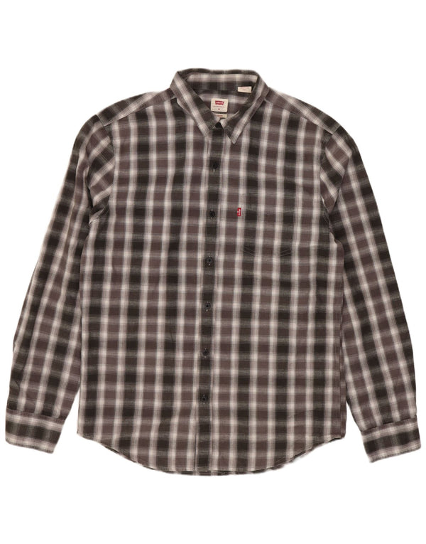 Cămașă Levi's Standard Fit pentru bărbați, bumbac cu carouri, gri mediu