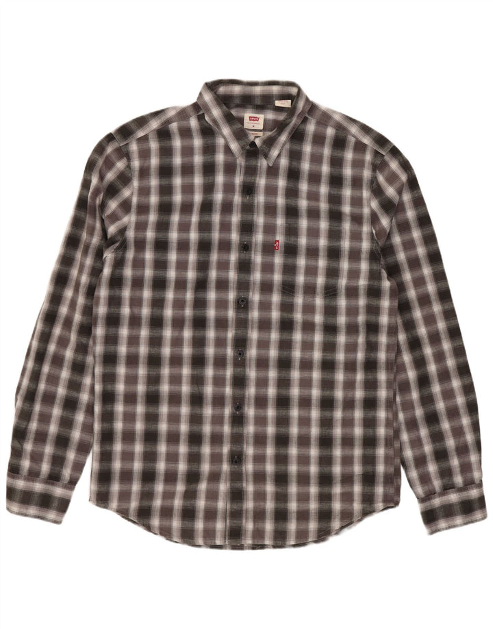 Cămașă Levi's Standard Fit pentru bărbați, bumbac cu carouri, gri mediu
