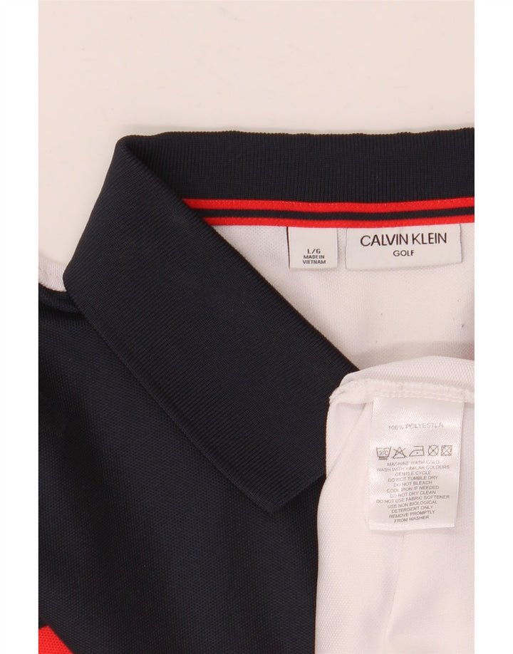 Cămașă polo Calvin Klein pentru bărbați, mare, alb, din poliester