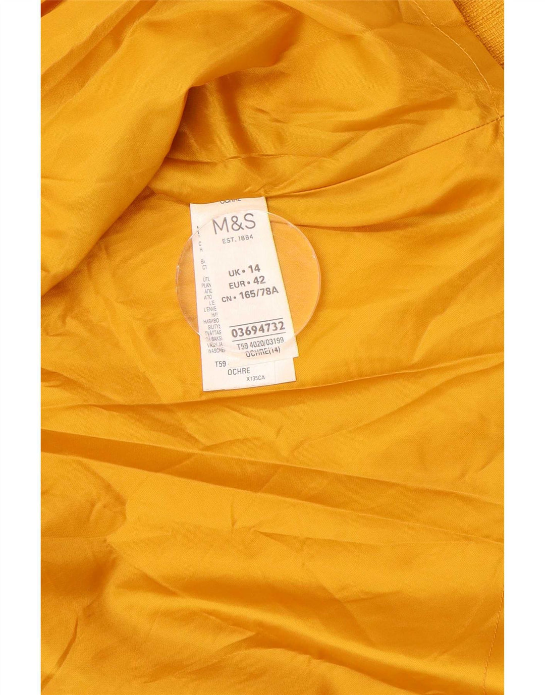 Fusta cargo pentru femei Marks & Spencer UK 14 mare W34 poliester galben
