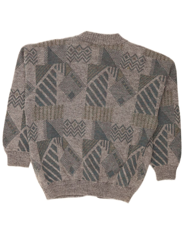Pulover cardigan Gianni pentru bărbați, cu tăiere largi, gri mediu geometric