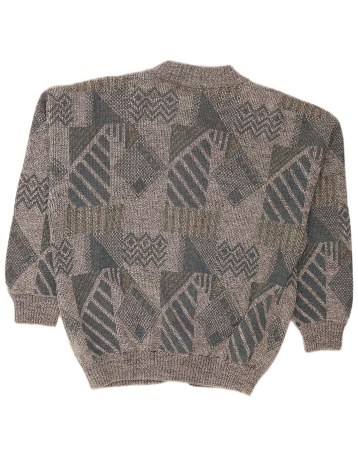 Pulover cardigan Gianni pentru bărbați, cu tăiere largi, gri mediu geometric