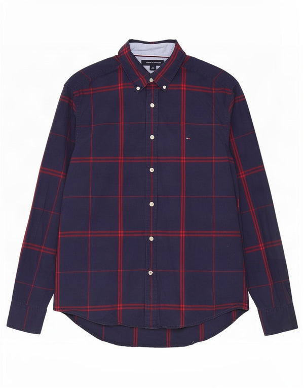 Cămașă pentru bărbați Tommy Hilfiger, mare din bumbac cu carouri bleumarin