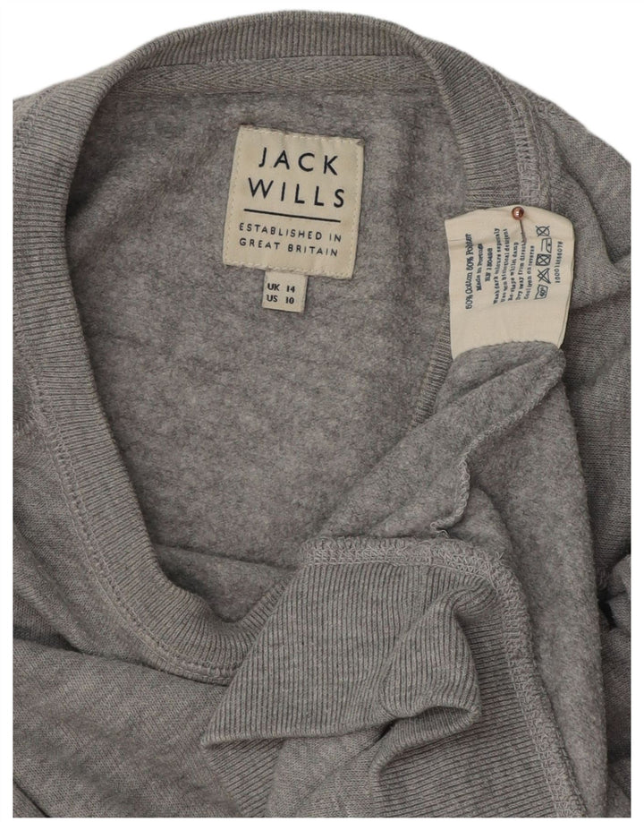 JACK WILLS Pulover cu grafic pentru femei UK 14, mare, gri cu pete