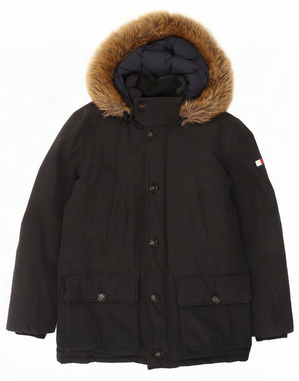 Jachetă căptușită cu glugă pentru bărbați Tommy Hilfiger UK 40 mare, negru, bumbac