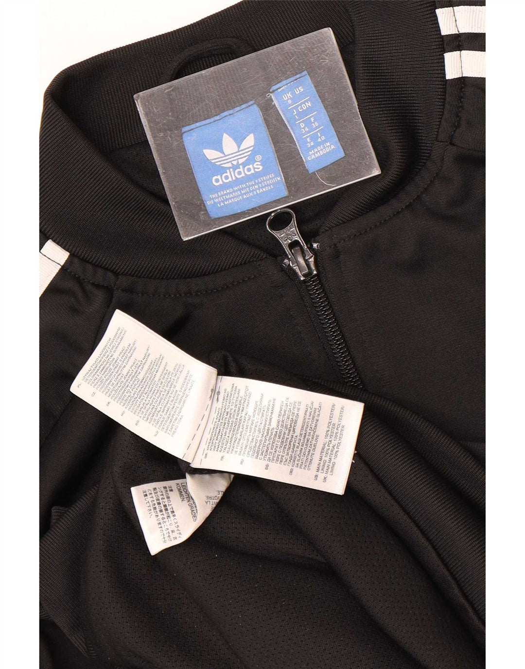 Jachetă de top pentru trening grafic Adidas pentru femei UK 8, poliester negru mic
