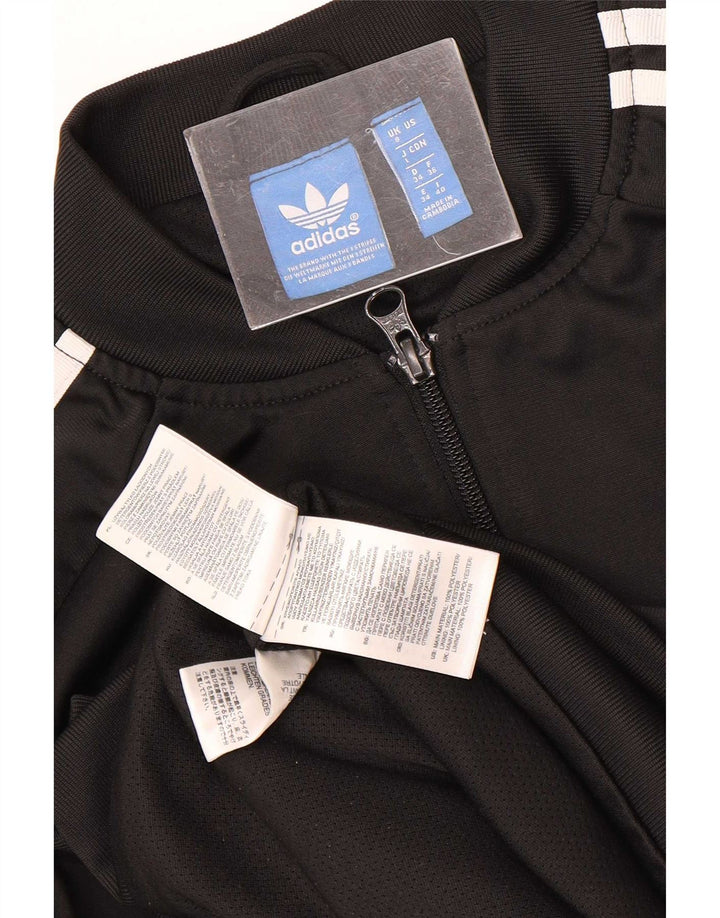 Jachetă de top pentru trening grafic Adidas pentru femei UK 8, poliester negru mic