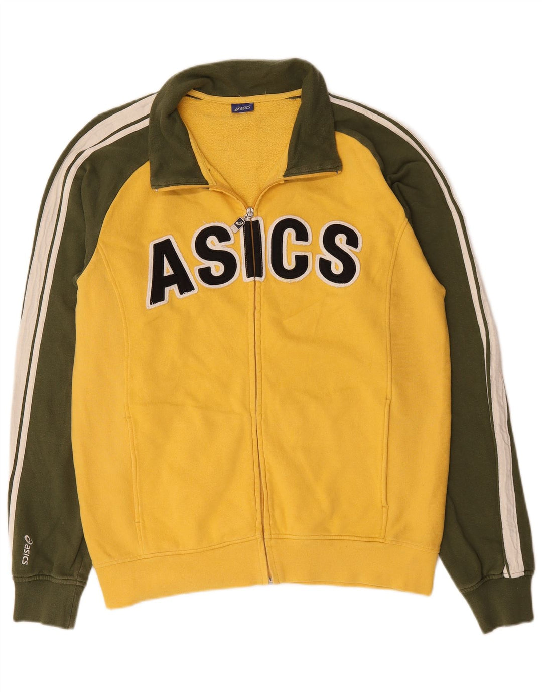 Jachetă de top pentru trening grafic Asics pentru bărbați, bumbac color bloc galben mediu