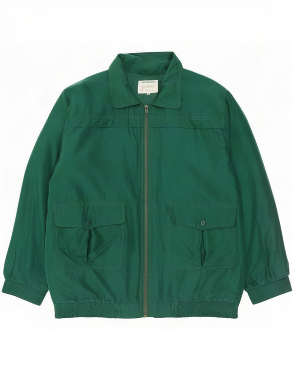 Vintage Mens Bomber Jacket UK 40 Large Green Silk