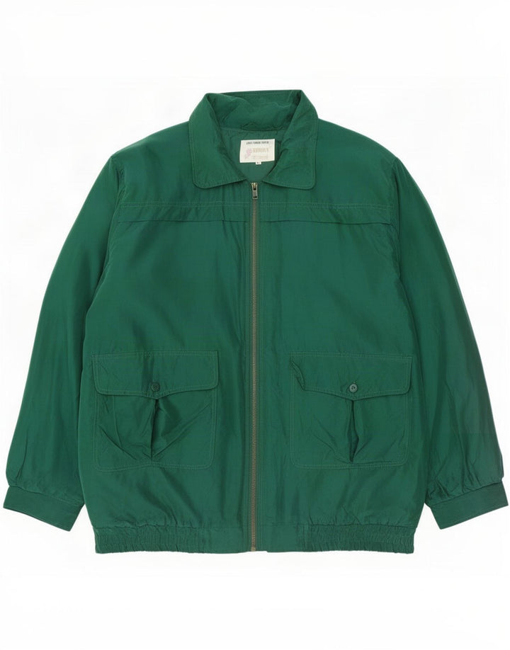 Vintage Mens Bomber Jacket UK 40 Large Green Silk