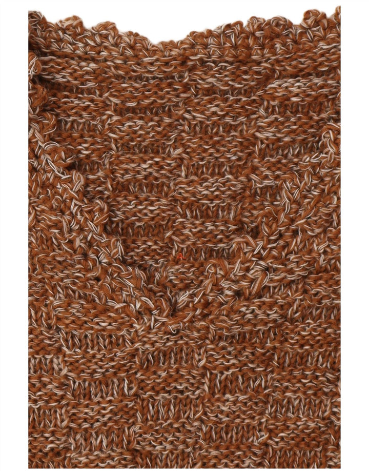 Pulover VINTAGE pentru femei cu decolteu în V UK 16 mare maro cu pete