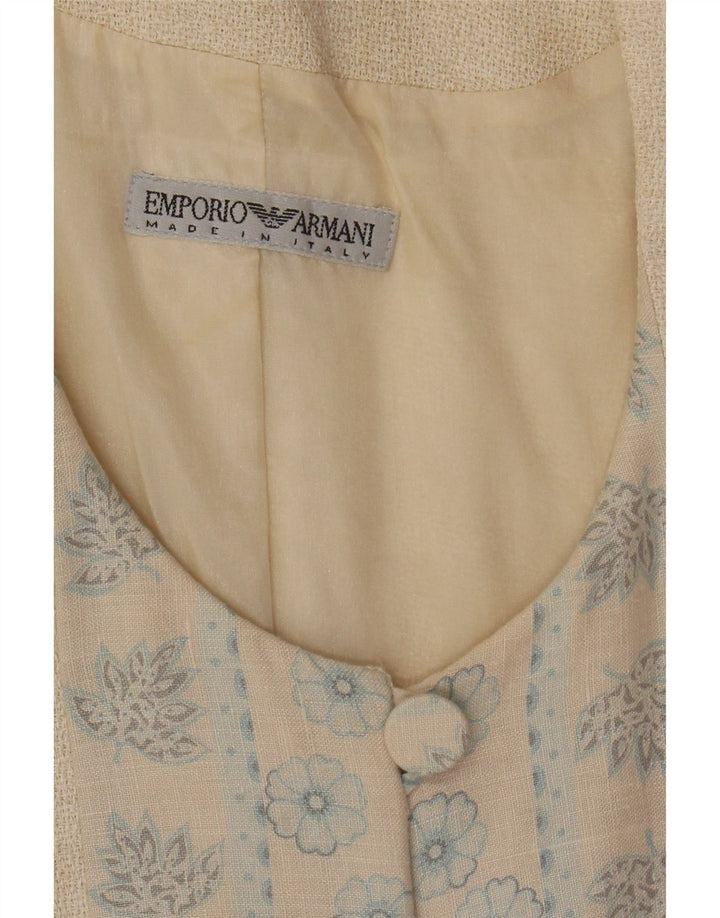 EMPORIO ARMANI Jachetă Blazer pentru femei cu 3 nasturi UK 10 Mic Bej Floral