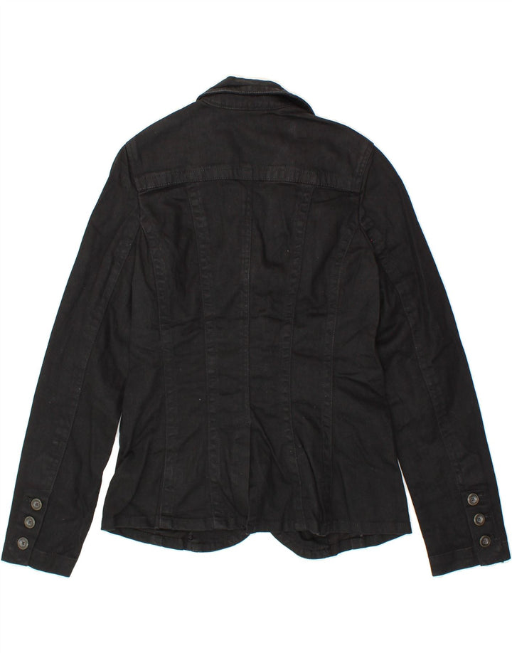 EDDIE BAUER Womens 2 Button Blazer Jacket UK 12 Medium Black Cotton Vintage Eddie Bauer and Second-Hand Eddie Bauer from Messina Hembry 