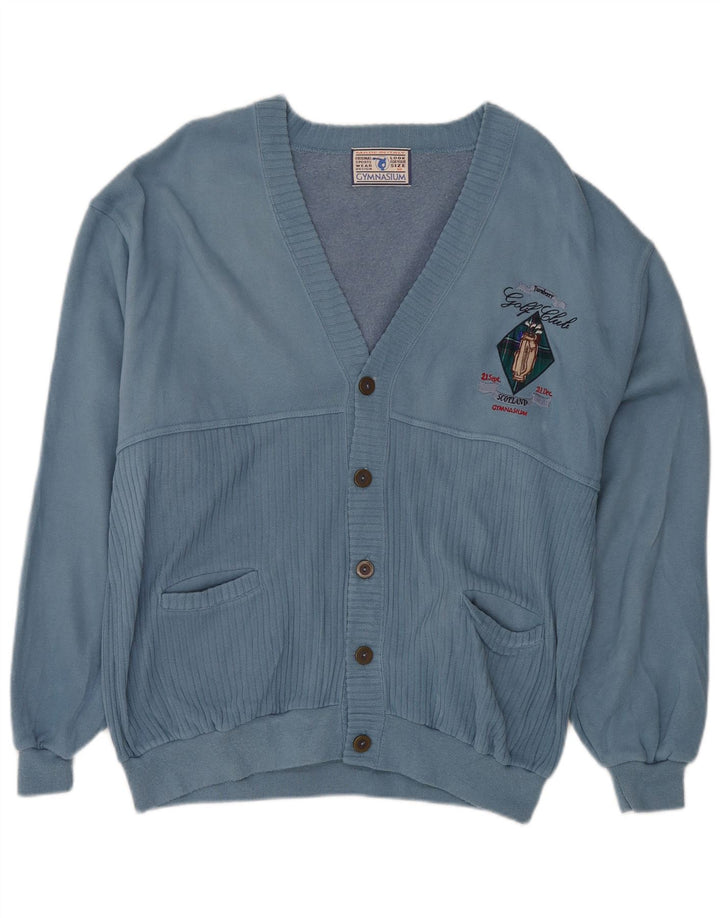 Pulover cardigan pentru bărbați Gymnasium, cu o formă lejeră, albastru mediu acrilic