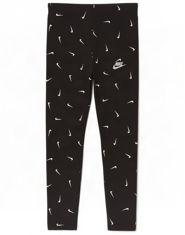 Nike Girls Tight Fit Graphic Leggings 13-14 ani XL Bumbac negru