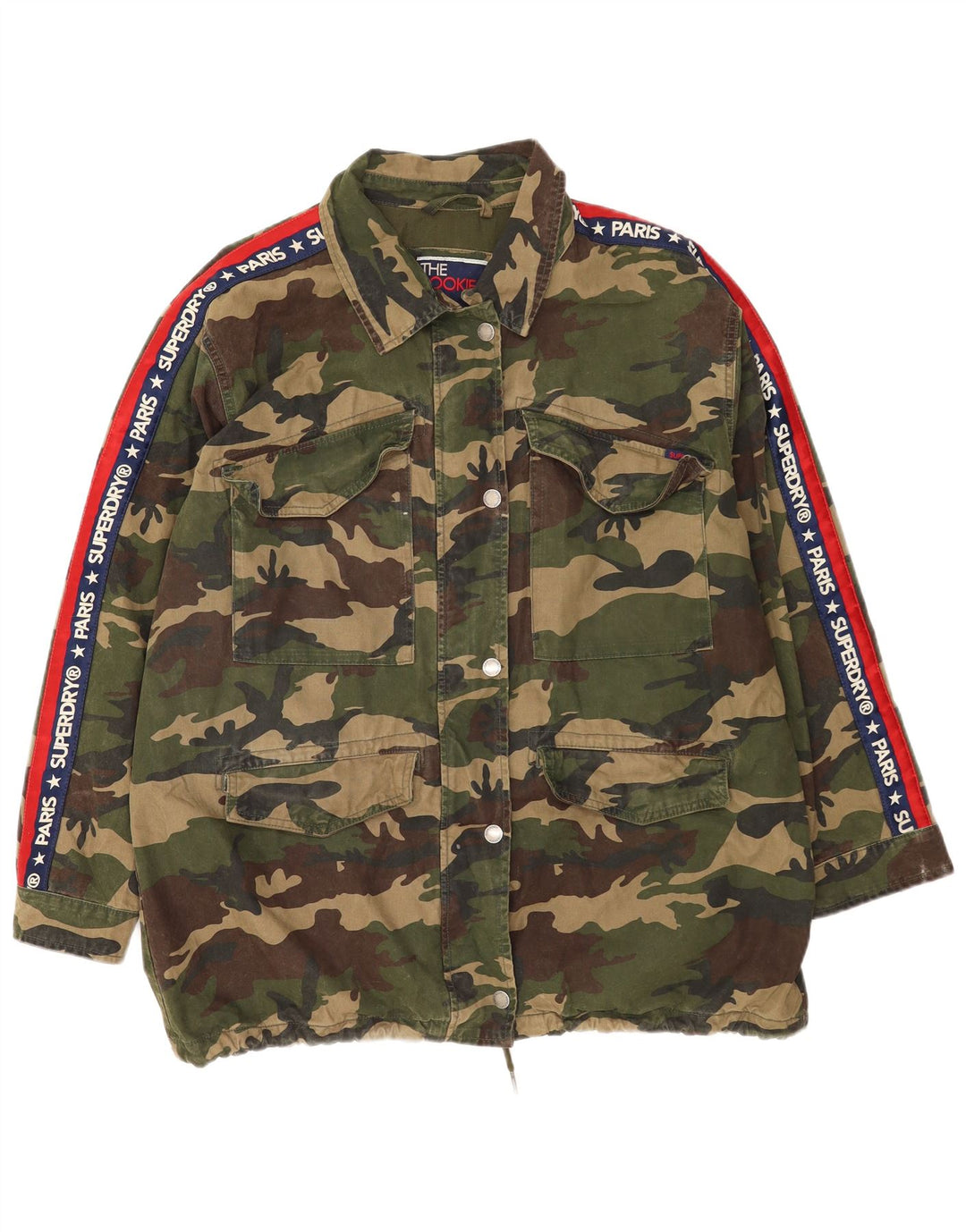 Jachetă Superdry pentru femei Graphic Utility UK 14, mare, kaki, camuflaj
